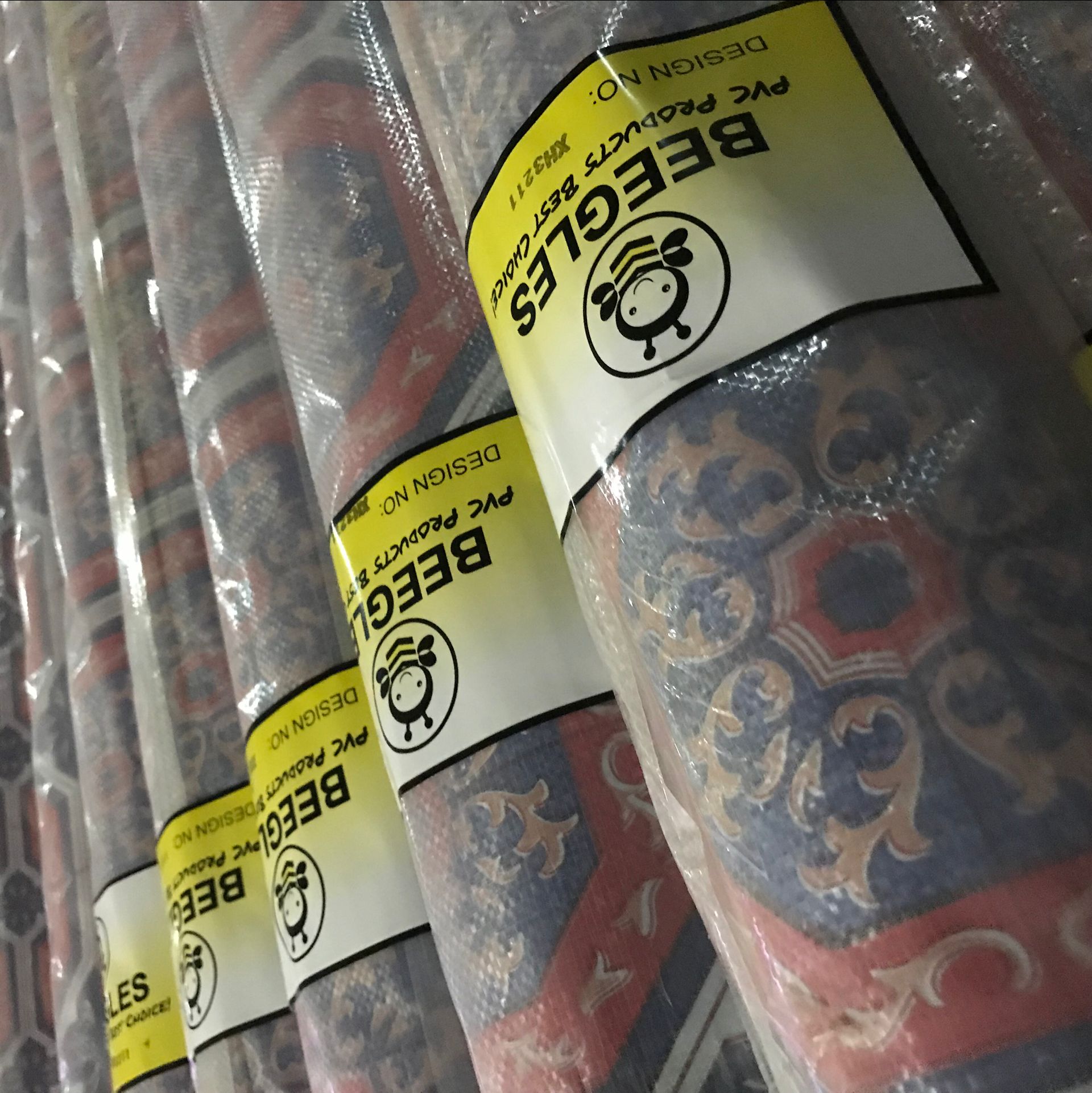 PVC flooring roll packing label and roll size details