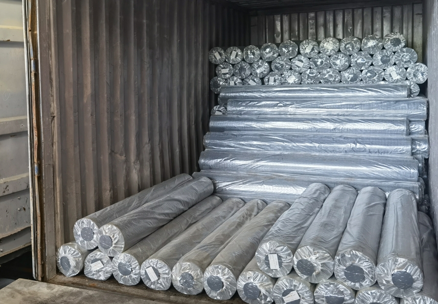 PVC flooring rolls loaded in 20ft container for export